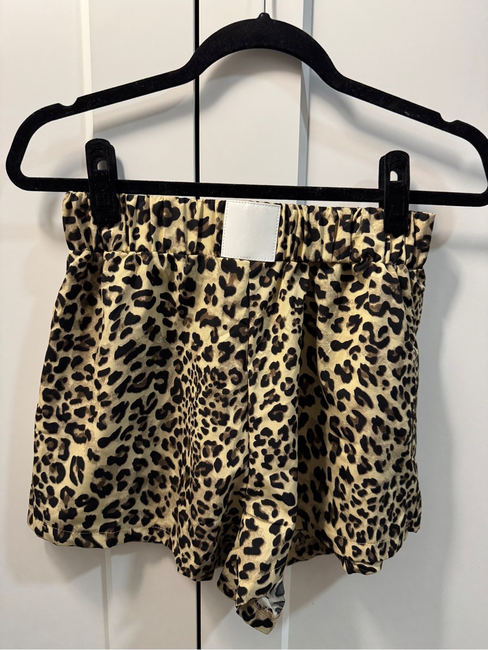 Source Unknown Leopard Print High Waist Women's Shorts - Black & Cream